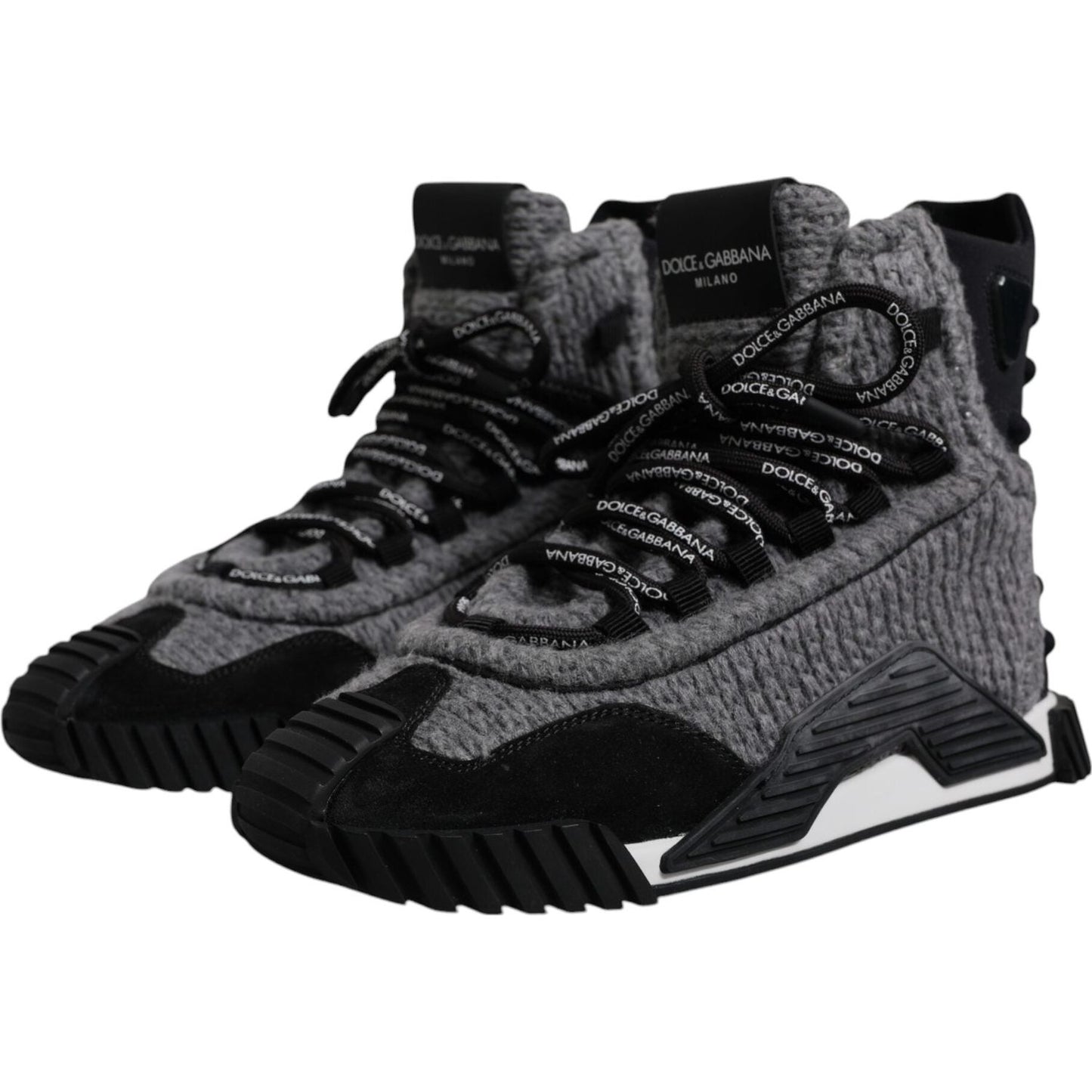 Dolce & Gabbana Gray Black NS1 High Top Boots Sneakers Shoes