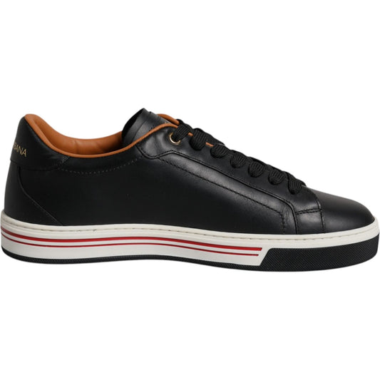 Dolce & Gabbana Black Leather Low Top Men Sneakers Shoes