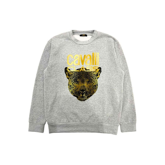 Cavalli Class Gray Cotton Men Sweater