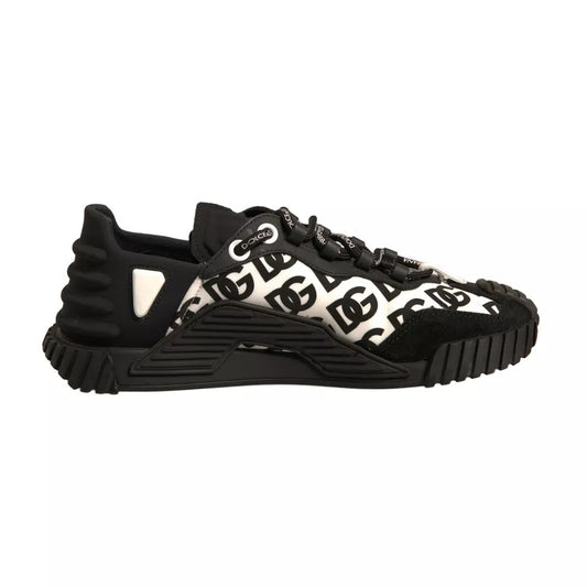 Dolce & Gabbana Black Logo Lace Up Low Top NS1 Sneakers Shoes 1728,67345645728,Black and White,Dolce & Gabbana,EU40/US7,Material: 70% Nylon 20% Calf Leather 10% Elastane,Men,Men - Shoes,Preowned / Defect,Shoes,Sneakers - Men - Shoes Dolce & Gabbana MV6826