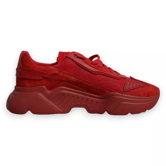 Dolce & Gabbana Red Leather Daymaster Low Top Sneakers Shoes 1728,67345645728,Dolce & Gabbana,EU42/US9,Material: 60% Calf Leather 38% Nylon 1% PVC 1% Elastane,Men,Men - Shoes,New with tags,Red,Shoes,Sneakers - Men - Shoes Dolce & Gabbana MV6863-42