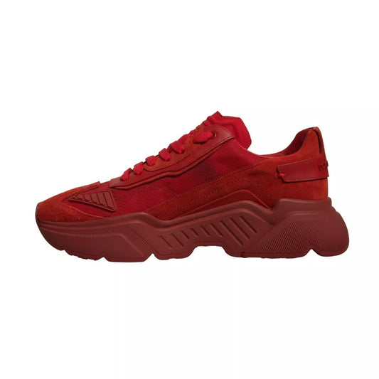Dolce & Gabbana Red Leather Daymaster Low Top Sneakers Shoes 1728,67345645728,Dolce & Gabbana,EU43/US10,Material: 60% Calf Leather 38% Nylon 1% PVC 1% Elastane,Men,Men - Shoes,Preowned / Defect,Red,Shoes,Sneakers - Men - Shoes Dolce & Gabbana MV6864-43