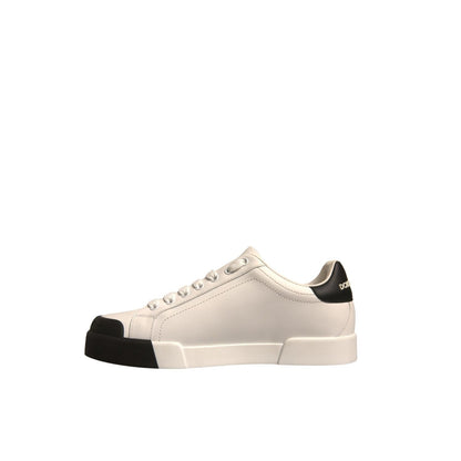 Dolce & Gabbana White Leather Logo Portofino Sneakers Shoes