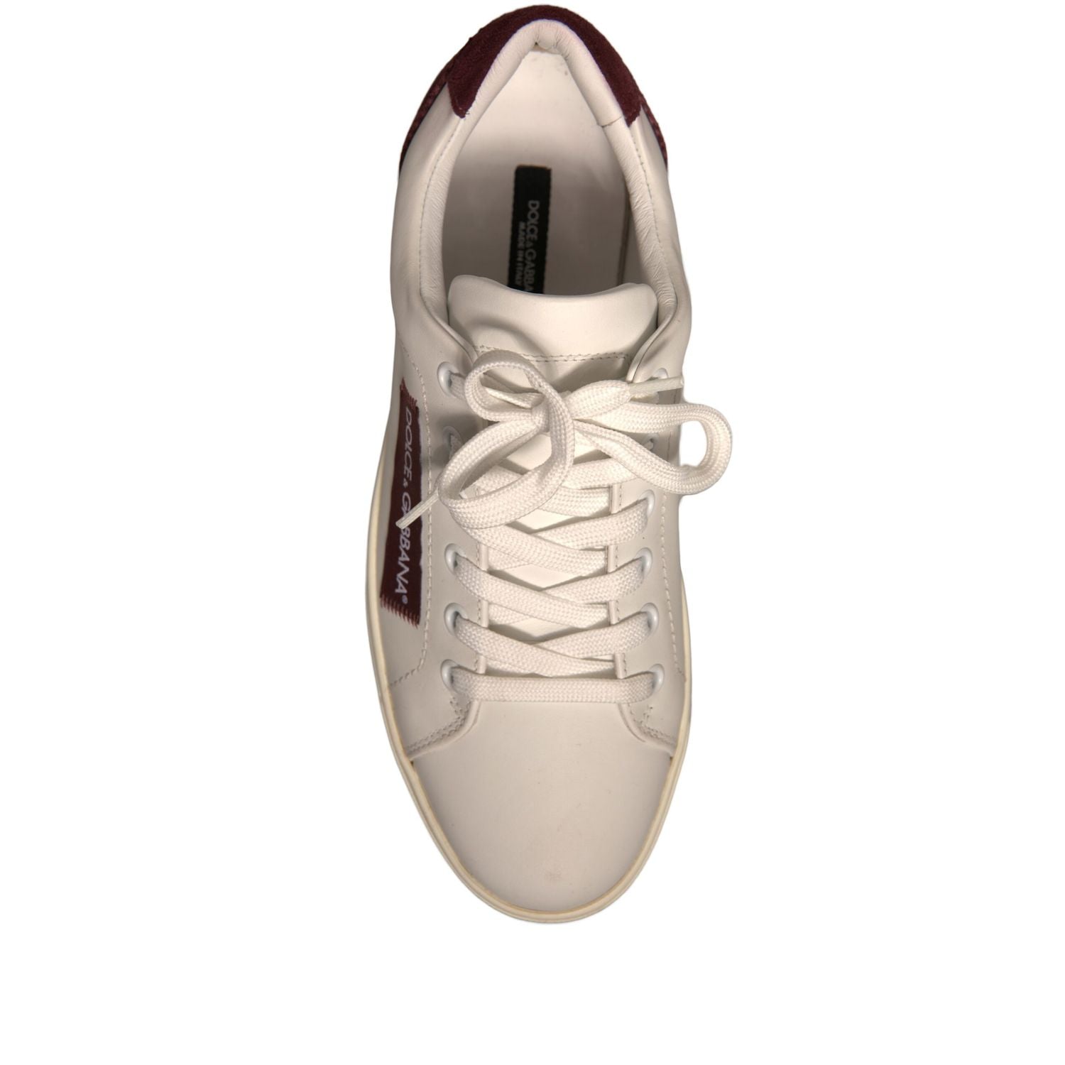 Dolce & Gabbana White Suede Leather Low Top Sneakers Shoes