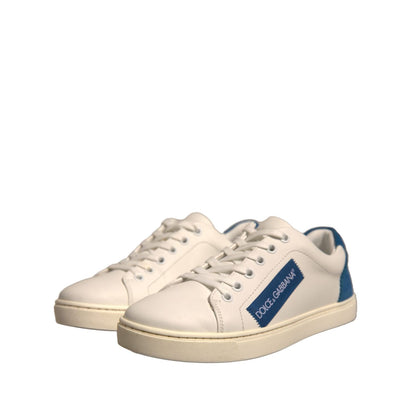 Dolce & Gabbana White Suede Leather Low Top Sneakers Shoes