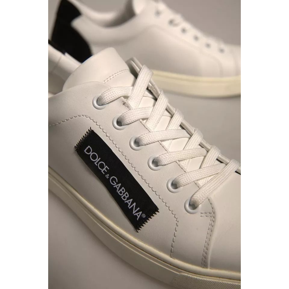 Dolce & Gabbana White Suede Leather Low Top Sneakers Shoes