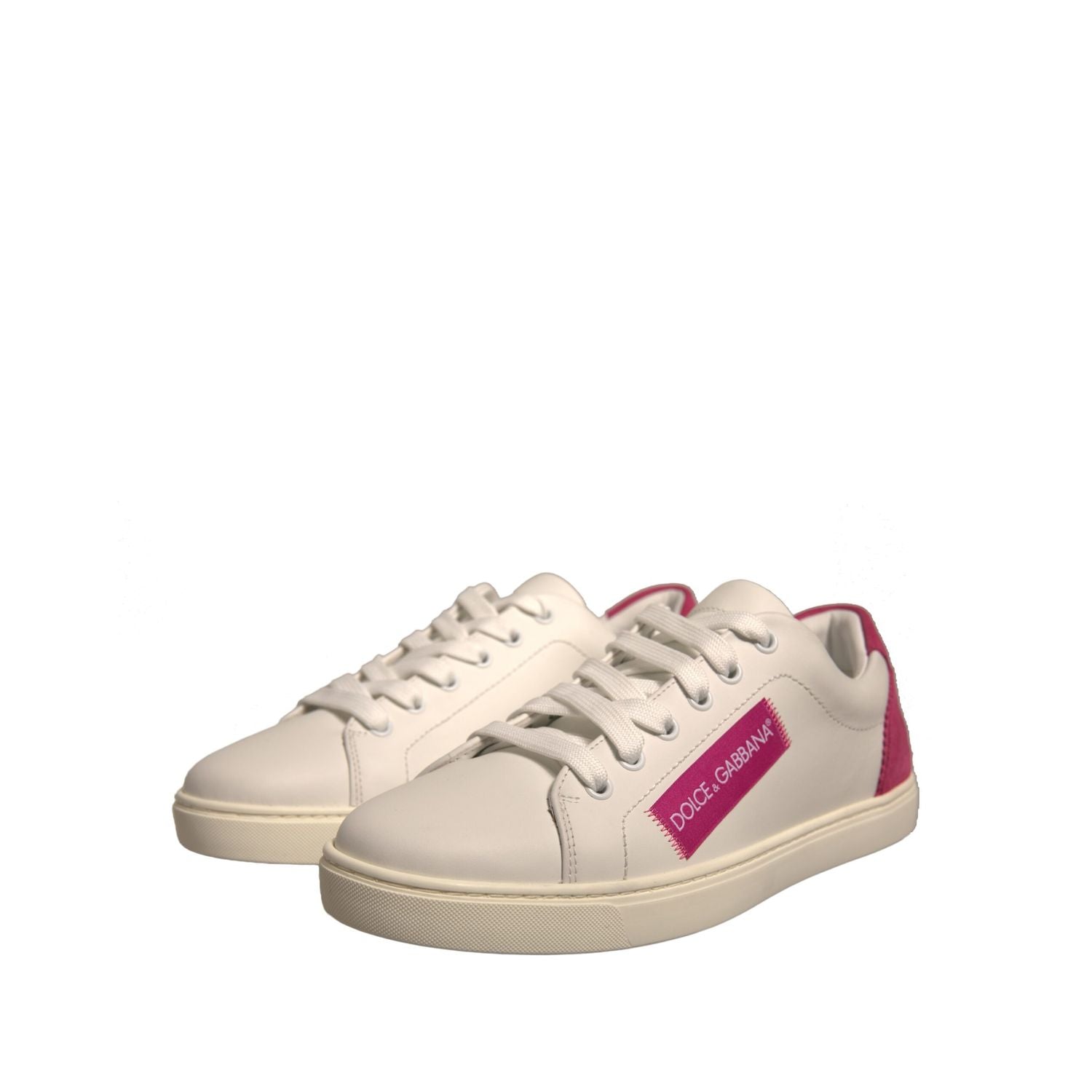 Dolce & Gabbana White Suede Leather Low Top Sneakers Shoes