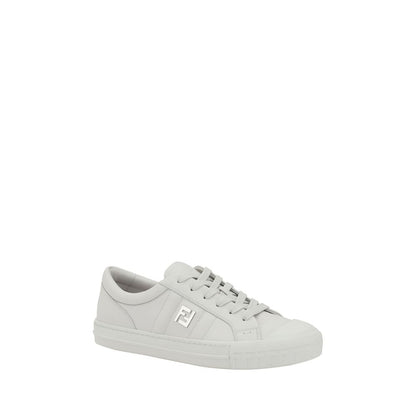 Fendi White Calf Leather Bos Taurus Athletic Sneakers