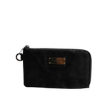 Dolce & Gabbana Black Nylon Logo Plaque Keyring Pouch Clutch Bag