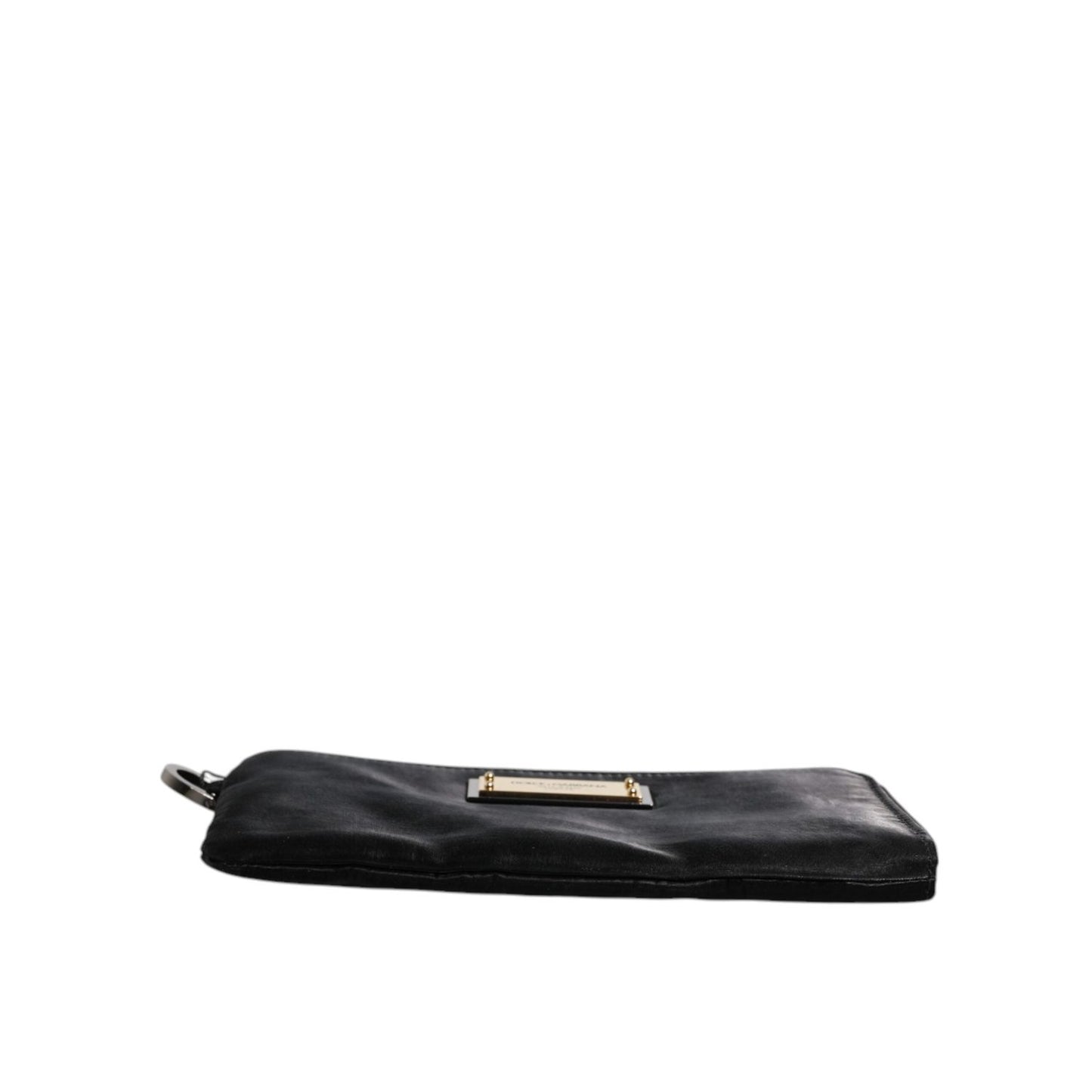 Dolce & Gabbana Black Nylon Logo Plaque Keyring Pouch Clutch Bag