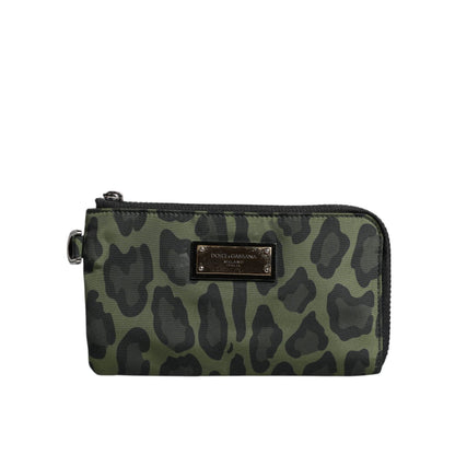 Dolce & Gabbana Green Leopard Leather Logo Plaque Multifunctional Kit Bag