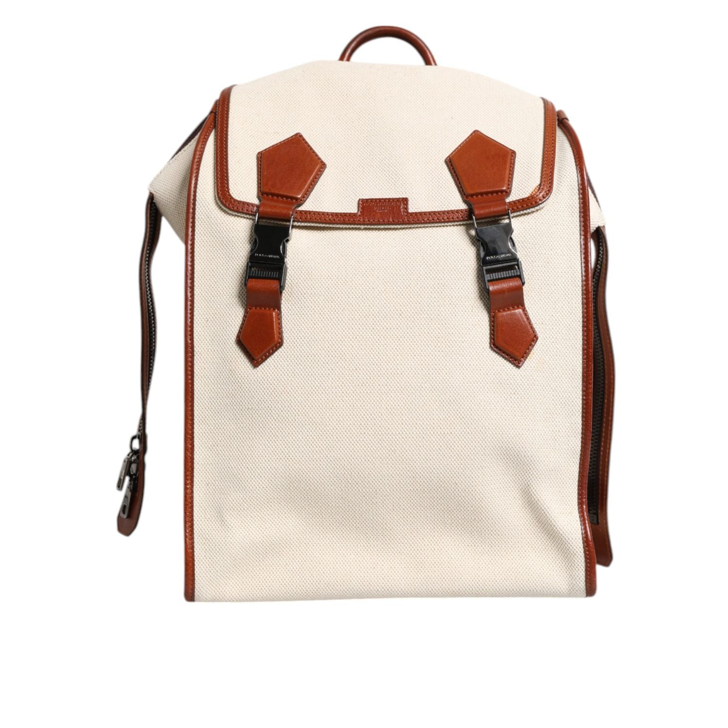 Front view with bag zipped and handles upright.