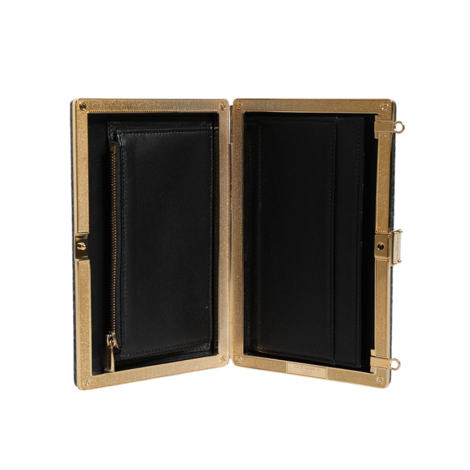 Dolce & Gabbana Black Leather Clutch Evening Crossbody Bag