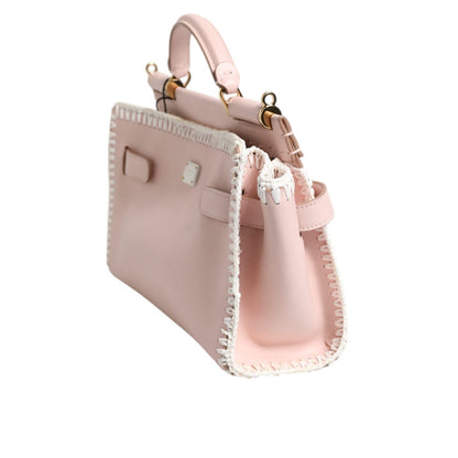 Dolce & Gabbana Light Pink Logo Plaque Soft Leather Strap Crossbody Bag