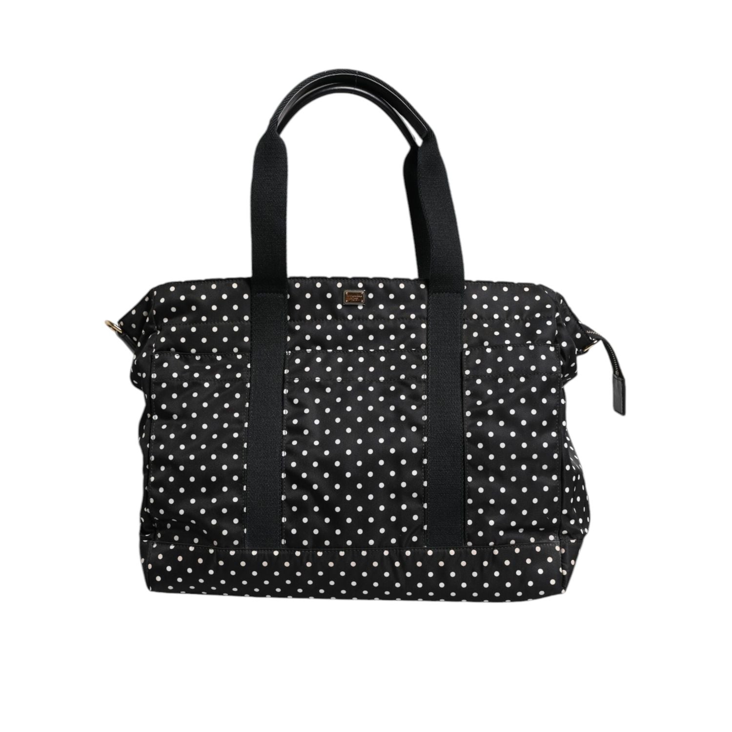 Front view with bag zipped and handles upright.