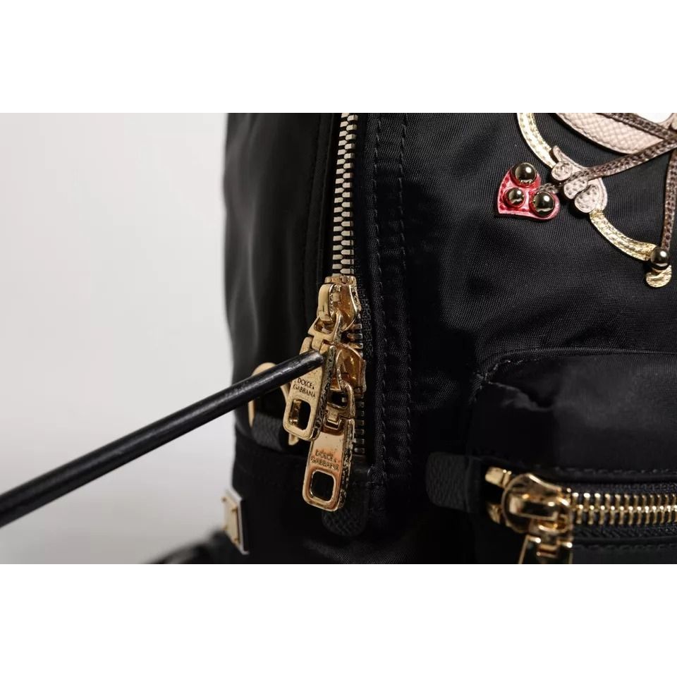 Dolce & Gabbana Black Nylon #DGFAMILY VULCANO Embellished Backpack Bag