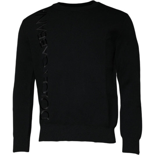Dolce & Gabbana Black Nylon Logo Crew Neck Pullover Sweater