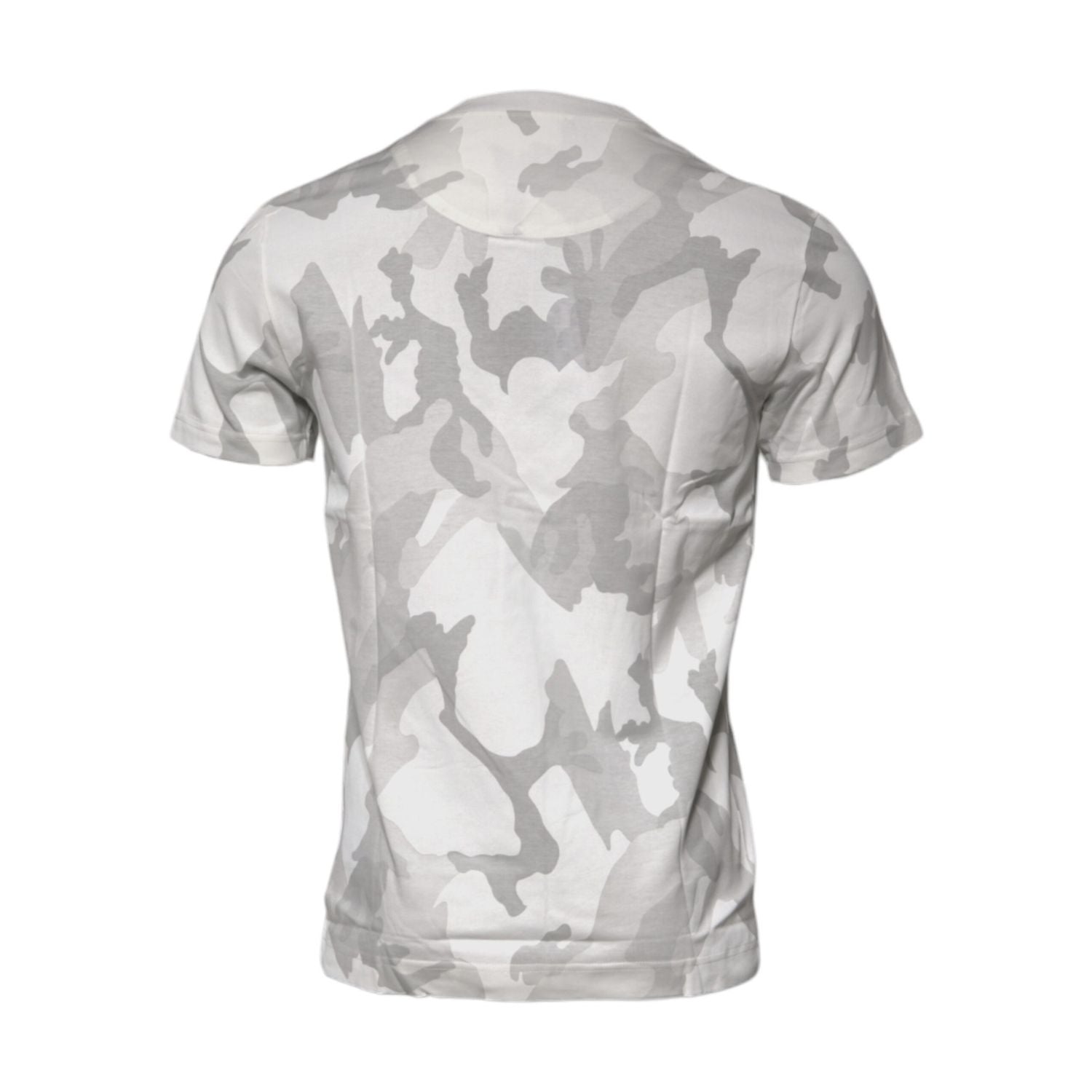 Dolce & Gabbana White Gray Camouflage Cotton Crew Neck T-shirt