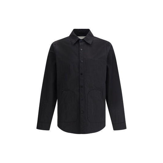 Paltò Gilberto shirt jacket, black with classic collar, button front closure, and adjustable cuffs for versatile style and comfort.