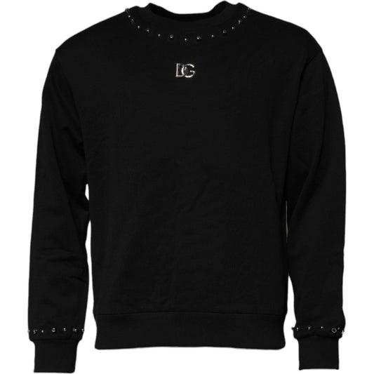 Dolce & Gabbana Black Logo Stud Pullover Sweatshirt Sweater