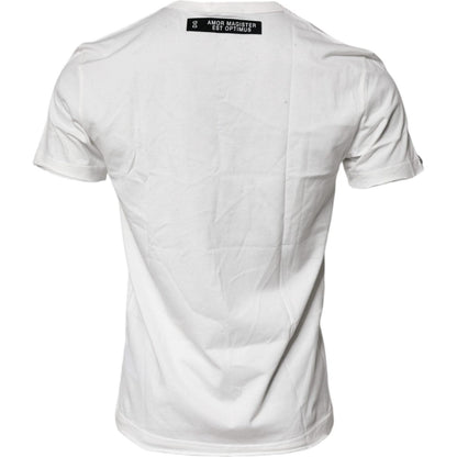 Dolce & Gabbana White Graphic Print Cotton Crew Neck T-shirt