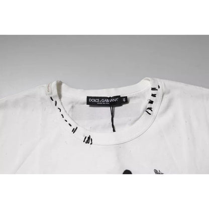 Dolce & Gabbana White Graphic Print Cotton Crew Neck T-shirt