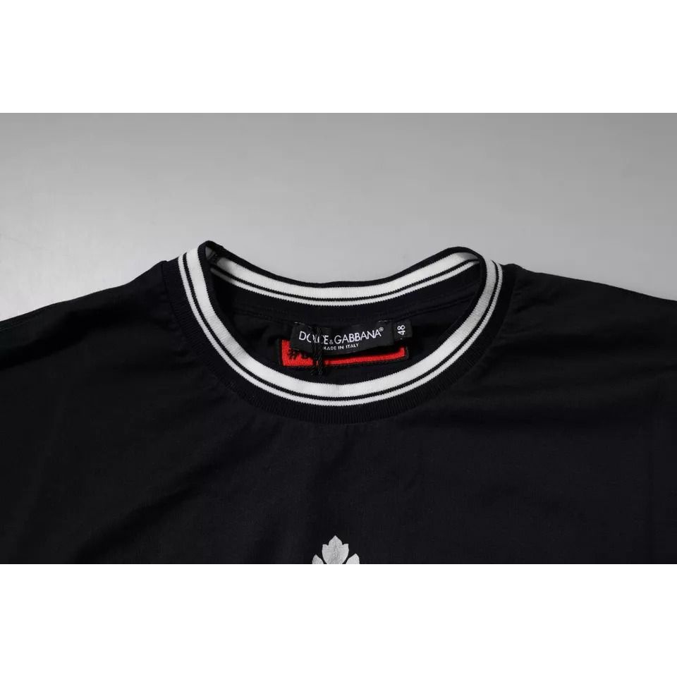 Dolce & Gabbana Dark Blue Logo Crown Cotton Crew Neck T-shirt