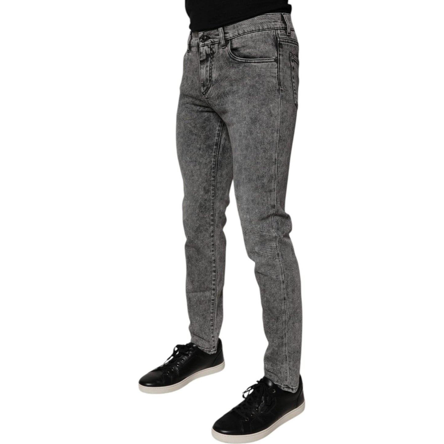 Dolce & Gabbana Dark Gray Washed Cotton Slim Fit Denim Jeans PAN75586-46