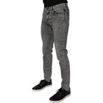 Dolce & Gabbana Dark Gray Washed Cotton Slim Fit Denim Jeans PAN75586-46