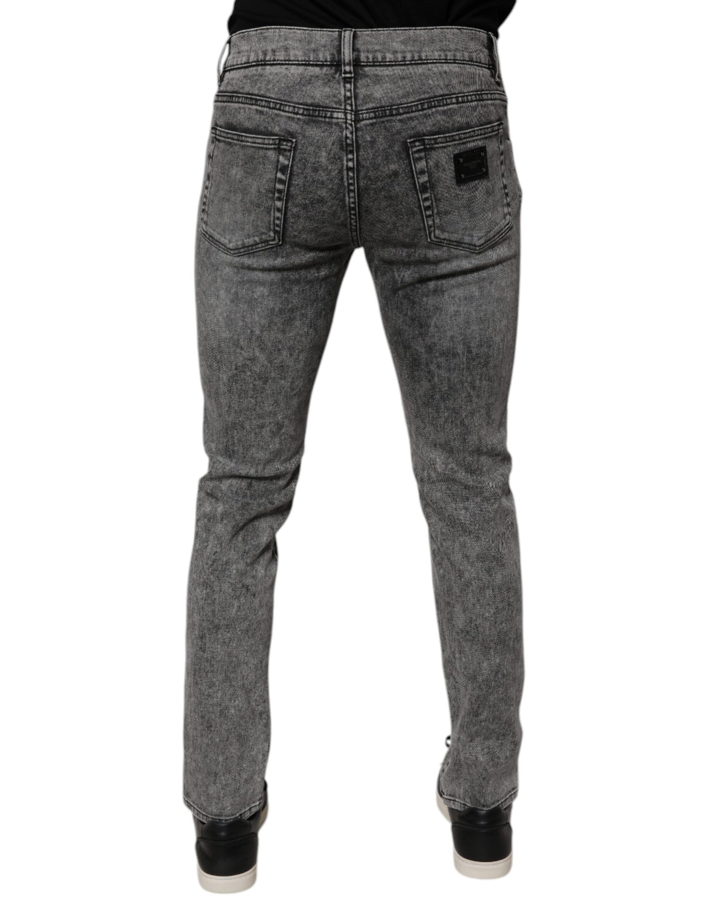 Dolce & Gabbana Dark Gray Washed Cotton Slim Fit Denim Jeans PAN75586-46