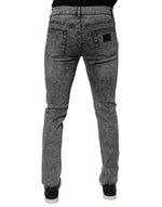 Dolce & Gabbana Dark Gray Washed Cotton Slim Fit Denim Jeans PAN75586-46