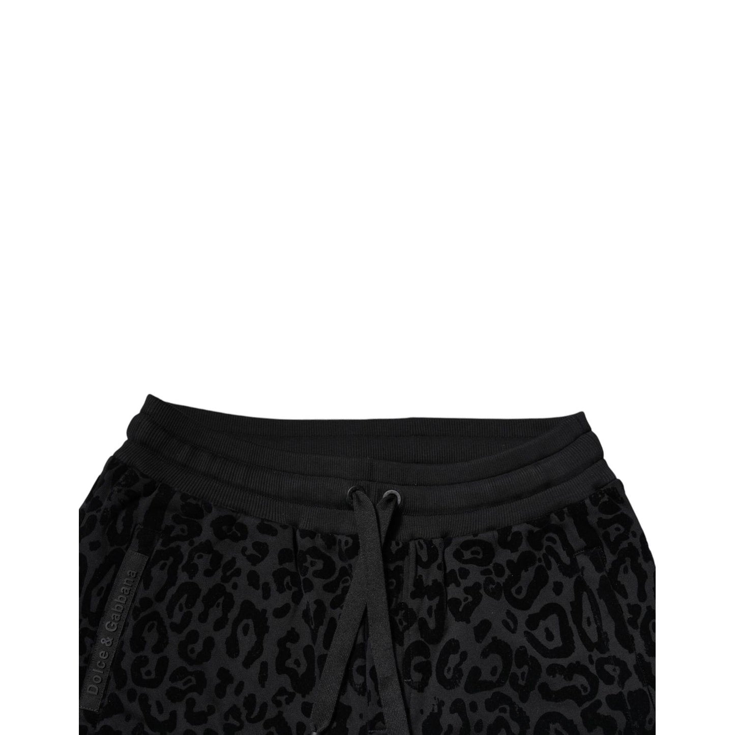 Dolce & Gabbana Black Leopard Cotton Jogger Sweatpants Pants