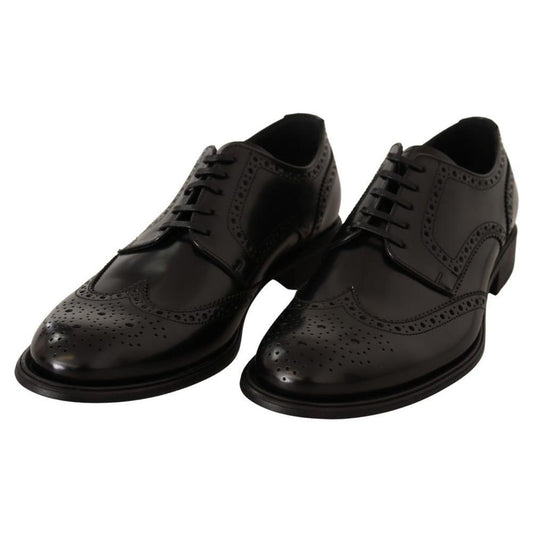 Dolce & Gabbana Black Leather Formal 1728,67400106144,Black,Dolce & Gabbana,EU42.5/US9.5,Formal - Men - Shoes,Men,Men - Shoes,New with tags,Shoes Dolce & Gabbana DO-1075-EU42.5/US9.5