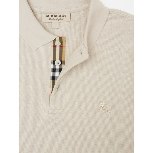 Burberry Pale Stone Cotton Collared Polo Shirt