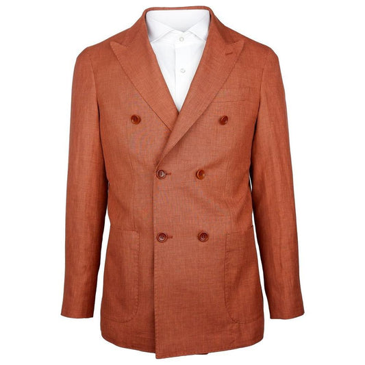 Made in Italy Brown Linen Blazer LO-14882-IT54 | XXL