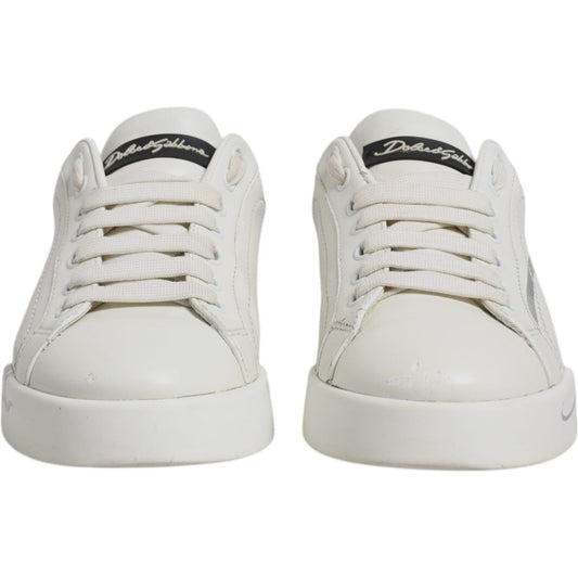 Dolce & Gabbana White Black Logo Portofino Men Sneaker Shoes Dolce & Gabbana Light Gray