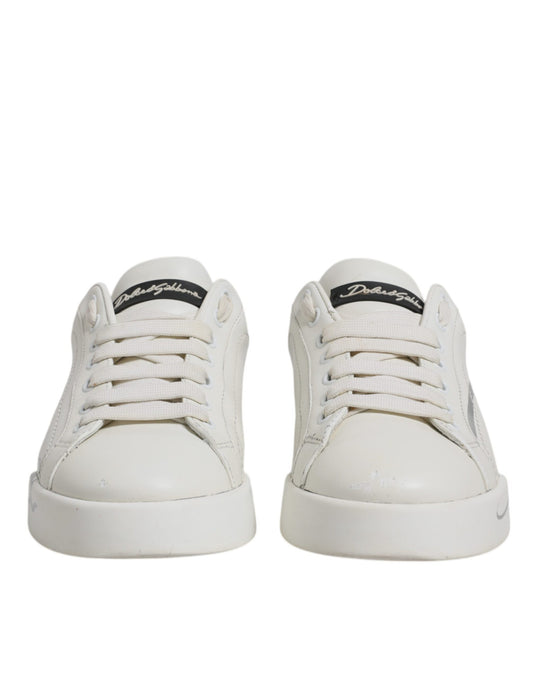 Dolce & Gabbana White Black Logo Portofino Men Sneaker Shoes Dolce & Gabbana Light Gray
