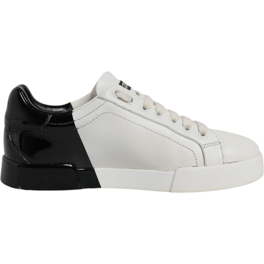 Dolce & Gabbana White Black Logo Portofino Men Sneaker Shoes Dolce & Gabbana Black