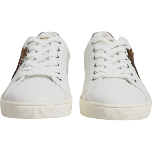 Dolce & Gabbana White Leather Heart Embellished Sneakers Shoes 1728,67345645728,Dolce & Gabbana,EU43/US10,Material: 100% Calf Leather,Men,Men - Shoes,Preowned / Defect,Shoes,Sneakers - Men - Shoes,White Dolce & Gabbana MV7039-43