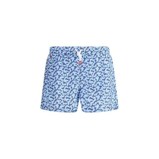 Kiton Logoed Swimshorts Kiton Light Blue