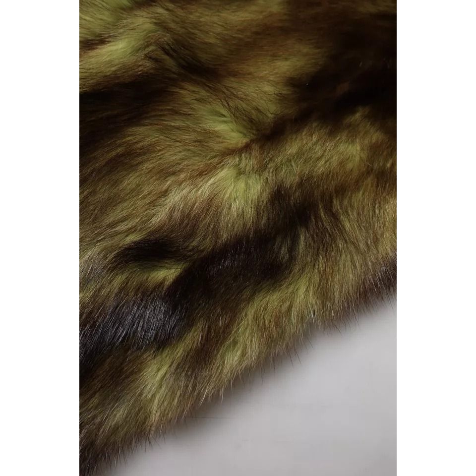 Dolce & Gabbana Multicolor Fur Shawl Neck Wrap Cover Collar Scarf