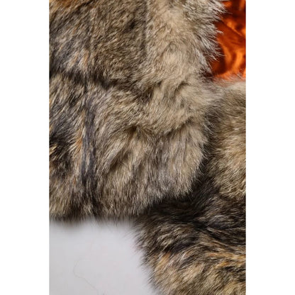 Dolce & Gabbana Brown Fur Shoulder Collar Neck Wrap Scarf