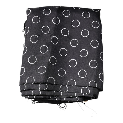 Dolce & Gabbana Black Circles Silk Fringes Shawl Wrap Scarf