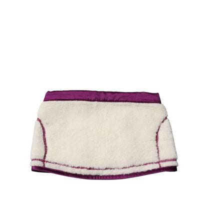 Dolce & Gabbana White Purple Cashmere Fleece Neck Warmer Scarf