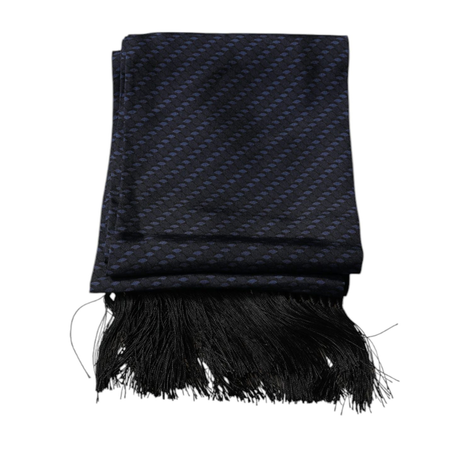 Dolce & Gabbana Dark Blue Fantasy Fringes Neck Wrap Scarf