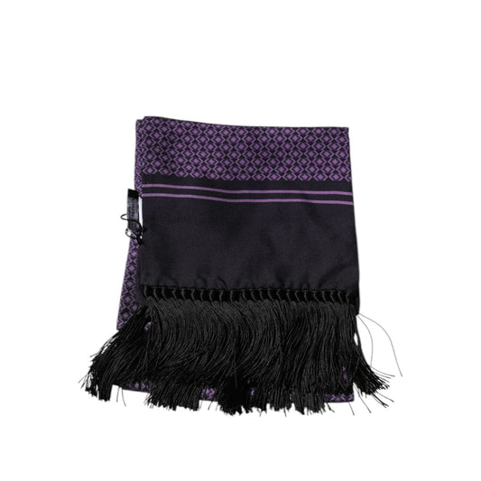 Dolce & Gabbana Purple Fantasy Silk Fringes Neck Wrap Scarf MS7444