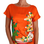 Dolce & Gabbana Silk Orange Lemon Crystal T-shirt Top TSH2381-36
