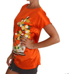 Dolce & Gabbana Silk Orange Lemon Crystal T-shirt Top TSH2381-36