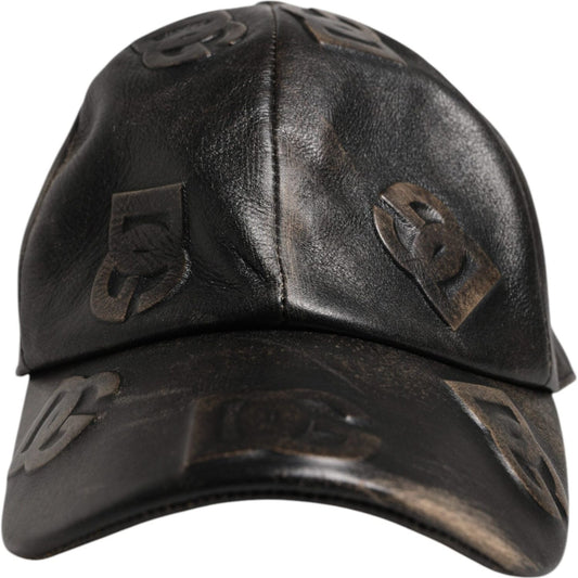 Dolce & Gabbana Brown Leather Logo Monogram Baseball Cap 1728,58 cm|M,67345645728,Accessories,Brown,Dolce & Gabbana,Hats & Caps - Men - Accessories,Material: 100% Bull Leather,Men,Men - Accessories,New with tags Dolce & Gabbana HAT9719-58
