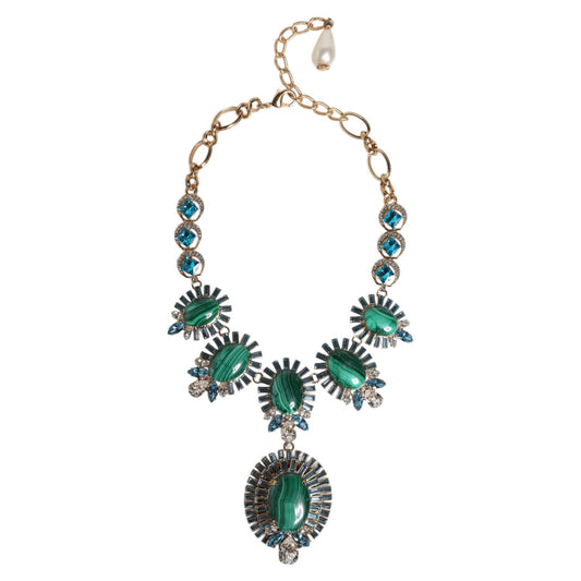 Dolce & Gabbana Gold Brass Pietre Oval Crystal Embellished Necklace SMY10550